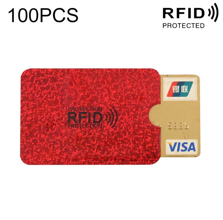 100 Stück Aluminiumfolie RFID-blockierende Kreditkarten-ID-Bankkartenhülle, Größe: 9 x 6,3 cm