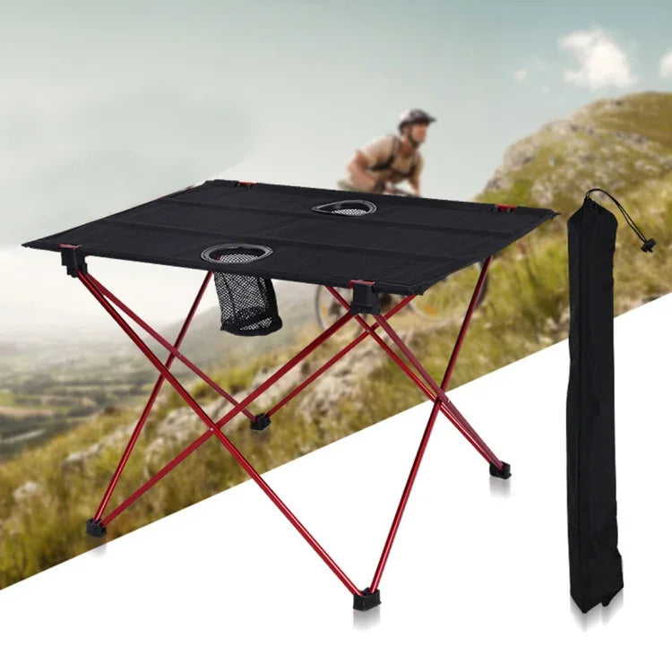 Outdoor Camping Tragbarer leichter Klapptisch Oxford-Stoff Luftfahrt-Aluminium Picknick-Grilltisch, Outdoor-Grilltisch (rot)