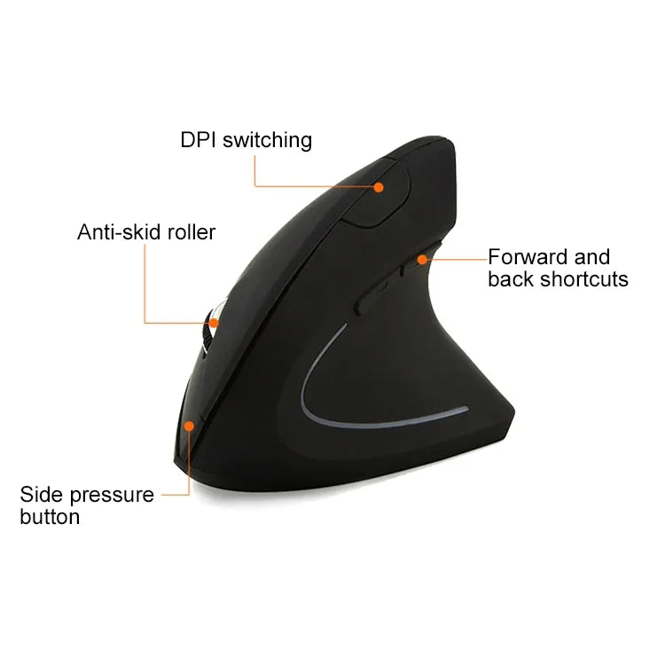 Kabellose Vertikalmaus mit Akku, 2,4 GHz optische Technologie, Akkuversion (Schwarz), Akkuversion (Weiß)