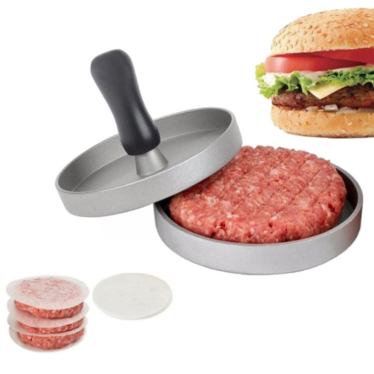 Haushalts-Aluminiumlegierung in Lebensmittelqualität Küchen-Antihaftbeschichtung Druck-Fleischpastetchen-Kuchen-Hamburgerform mit 40 doppelseitigen Silikonpapieren, 1 schwarzem Griff