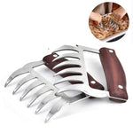 2 STÜCK Bärenklauenförmige Edelstahl-Grillgabel, Hähnchenzerkleinerer, Holzgriff, rutschfest, kreative Küchengabel, Fleischklaue, Fleischzerteiler mit, Fleischklaue (Rotholz), Fleischklaue (Holzfarbe)