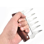 2 STÜCK Bärenklauenförmige Edelstahl-Grillgabel, Hähnchenzerkleinerer, Holzgriff, rutschfest, kreative Küchengabel, Fleischklaue, Fleischzerteiler mit, Fleischklaue (Rotholz), Fleischklaue (Holzfarbe)