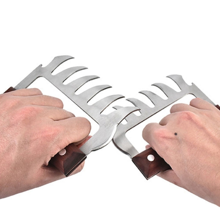2 STÜCK Bärenklauenförmige Edelstahl-Grillgabel, Hähnchenzerkleinerer, Holzgriff, rutschfest, kreative Küchengabel, Fleischklaue, Fleischzerteiler mit, Fleischklaue (Rotholz), Fleischklaue (Holzfarbe)