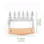 2 STÜCK Bärenklauenförmige Edelstahl-Grillgabel, Hähnchenzerkleinerer, Holzgriff, rutschfest, kreative Küchengabel, Fleischklaue, Fleischzerteiler mit, Fleischklaue (Rotholz), Fleischklaue (Holzfarbe)