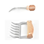 2 STÜCK Bärenklauenförmige Edelstahl-Grillgabel, Hähnchenzerkleinerer, Holzgriff, rutschfest, kreative Küchengabel, Fleischklaue, Fleischzerteiler mit, Fleischklaue (Rotholz), Fleischklaue (Holzfarbe)