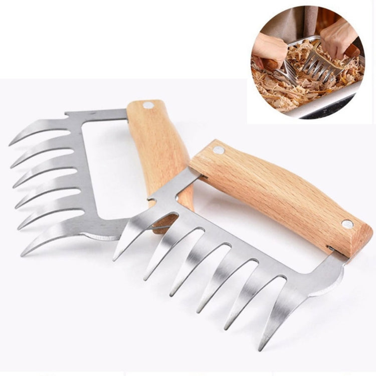 2 STÜCK Bärenklauenförmige Edelstahl-Grillgabel, Hähnchenzerkleinerer, Holzgriff, rutschfest, kreative Küchengabel, Fleischklaue, Fleischzerteiler mit, Fleischklaue (Rotholz), Fleischklaue (Holzfarbe)