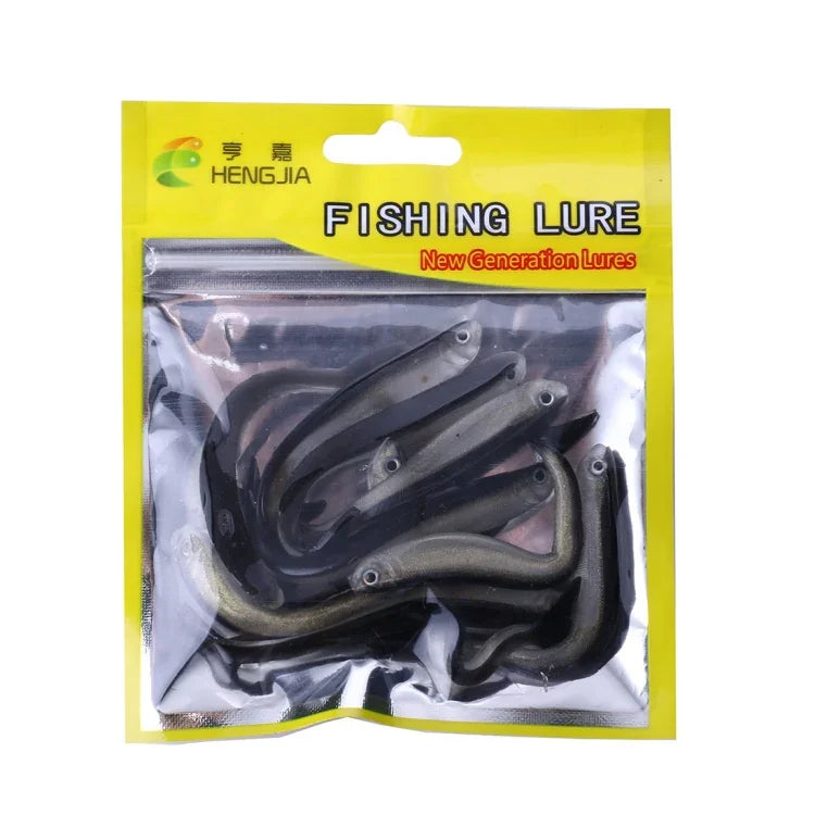 HENGJIA SO101 10 Stück 8cm/2.4g Schlammpeitzger-Gummiköder Zweifarbiger kleiner Fisch Gummiköder für das Meeresangeln