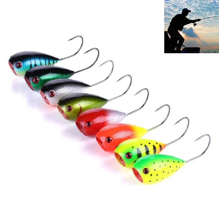 HENGJIA PO036 8 Stück 8cm/13g Großmaul Einzelhaken Schlagen Wasseroberfläche Hartköder Outdoor-Angelausrüstung Köder Angelköder Angelzubehör, PO036