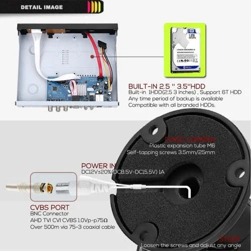 A2B5 720P 1.0 Mega Pixel 2 x Bullet AHD Cameras AHD DVR Kit, Support Night Vision / Motion Detection, IR Distance: 20m - Trustpick