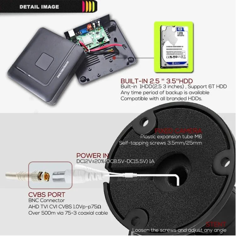 A4B5 - Mini 4 Channel 720P 1.0 Mega Pixel 4 x Bullet AHD Cameras AHD DVR Kit, Support Night Vision / Motion Detection, IR Distance: 20m - Trustpick