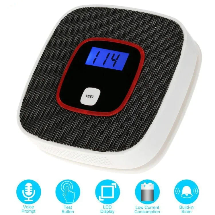 Carbon Monoxide Detector Gas Alarm Sensor Poisoning Gas Tester Human Voice Warning Detector with LCD Display - Trustpick