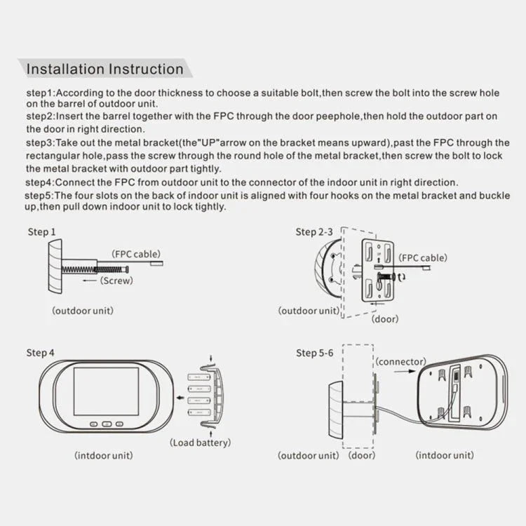 DD1 Smart Electronic Cat Eye Camera Doorbell with 2.8 inch LCD Screen, Support Infrared Night Vision - Trustpick