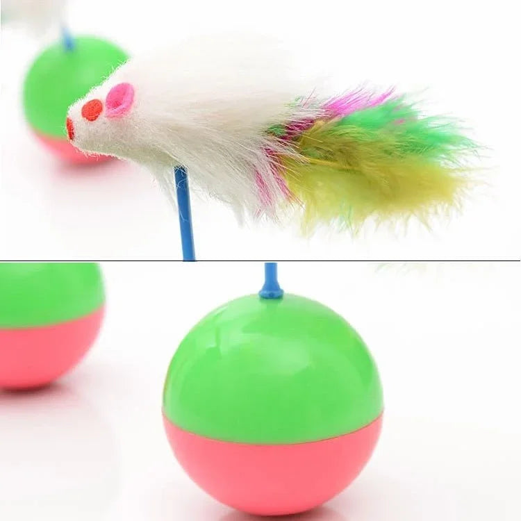Durable Pet Cat Favorite Toys Feather Mouse Tumbler Plastic Toys Balls, Diameter: 5.5cm - Trustpick