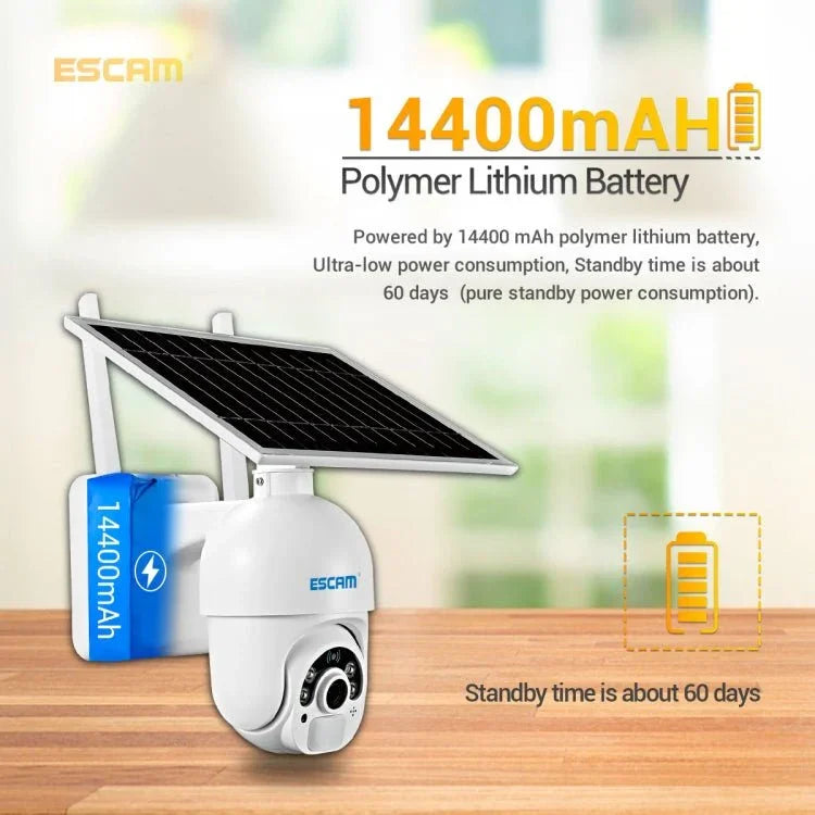 ESCAM QF450 HD 1080P 4G EU Version Solar Powered IP Camera without Memory, Support Two - way Audio & PIR Motion Detection & Night Vision & TF Card - Trustpick