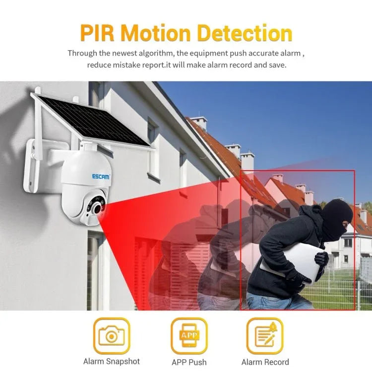ESCAM QF450 HD 1080P 4G US Version Solar Powered IP Camera without Memory, Support Two - way Audio & PIR Motion Detection & Night Vision & TF Card - Trustpick