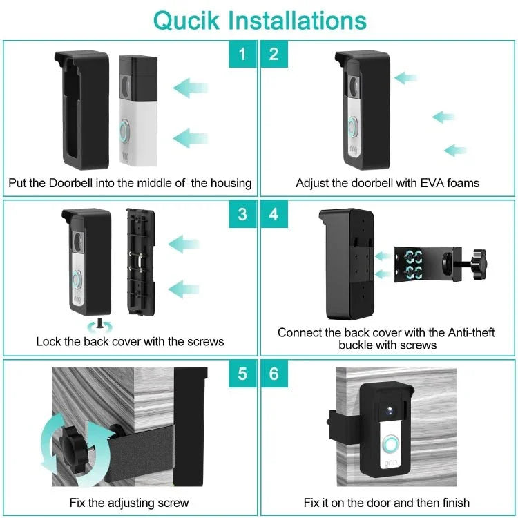 For Blink / Google Ring Doorbell Device Universal Door Overhead Bracket Anti - theft Adjustable - Trustpick