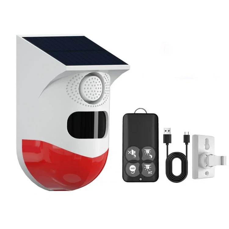 Infrared Motion Detector Solar Outdoor PIR Wireless Strobe Siren Detector Sound Alarm - Trustpick