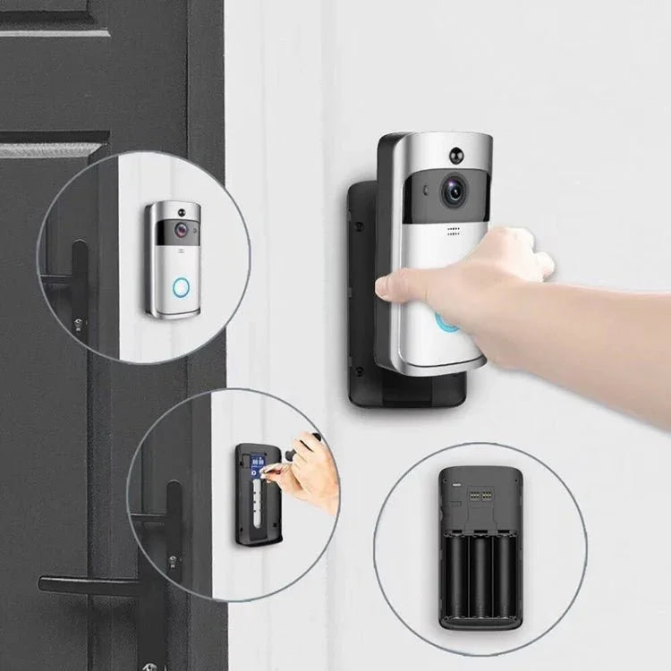 M4 720P Smart WIFI Ultra Low Power Video PIR Visual Doorbell with 3 Battery Slots,Support Mobile Phone Remote Monitoring & Night Vision & 166 Degree Wide - angle Camera Lens - Trustpick