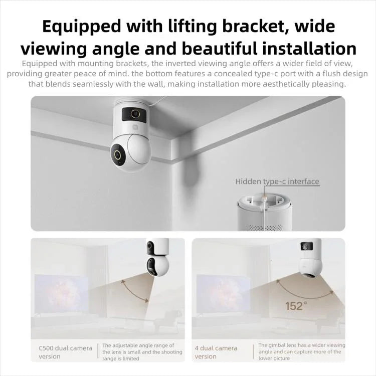 Original Xiaomi Mijia Smart Camera 4 Dual Lens PTZ 360 Degree AI Detection 5MP WiFi 6 Home Security Mi Home APP Camera - Trustpick