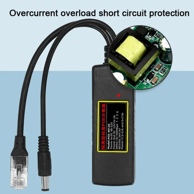POE - 4812G POE Splitter IEEE 802.3AF Standard 12V Output 48V Input for CCTV IP camera Security System - Trustpick