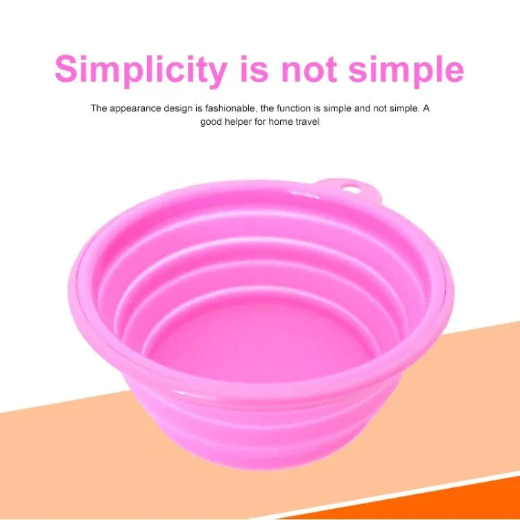 Portable Stretchable Silicon Food Feeder Dish Serving Bowl Water Container for Cat Dog Pet (Random Color Delivery) - Trustpick