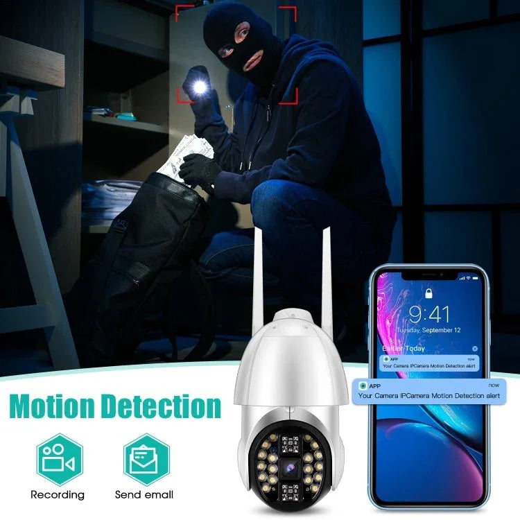 QX33 1080P Panoramic PTZ 360 Degree Rotating WIFI Camera, Support Day and Night Full Color & Two - way Voice Intercom & Motion Detection Alarm & Video Playback & 64GB TF Card, AU Plug - Trustpick