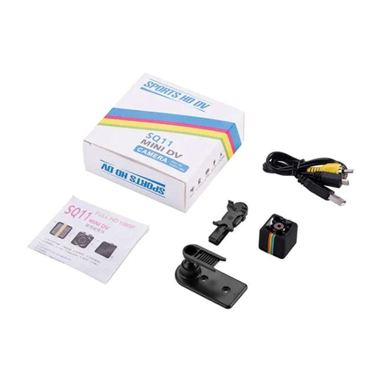 SQ11 Mini DV HD 960P 6 LEDs Sport Recorder Camera with Holder, Support Monitor Detection & IR Night Vision & TF Card - Trustpick