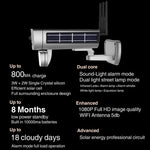 T8 1080P Full HD Solar Battery Ultra Low Power Sound Light Alarm Network Camera, Support Motion Detection, Night Vision, Two Way Audio, TF Card - Trustpick