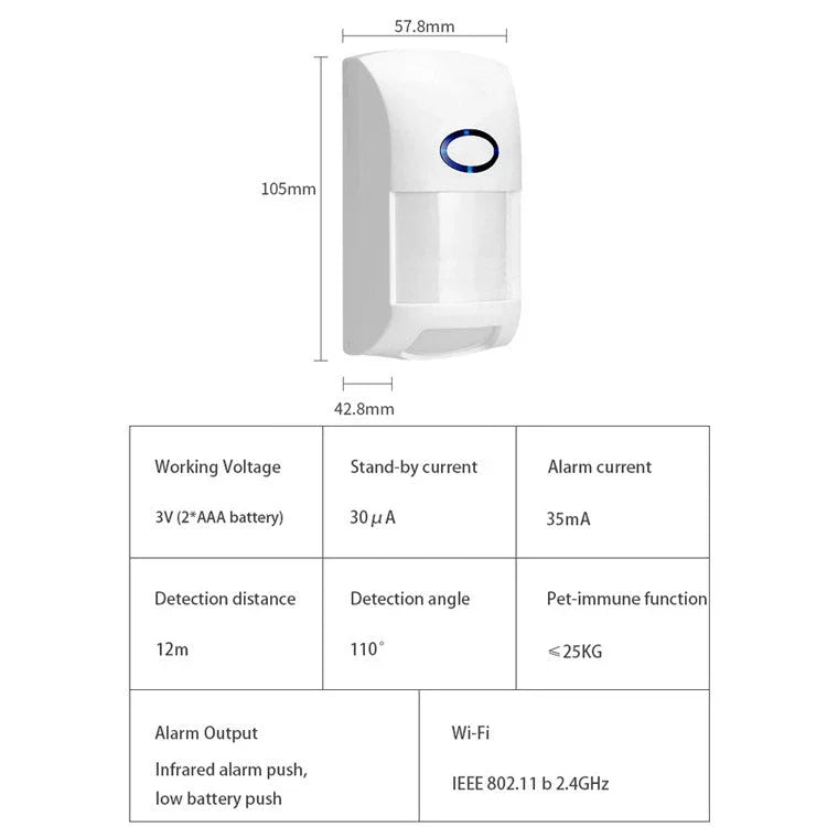 Tuya Smart App WiFi Infrared Alarm Smart Home Human Body Infrared Detector PIR - Trustpick