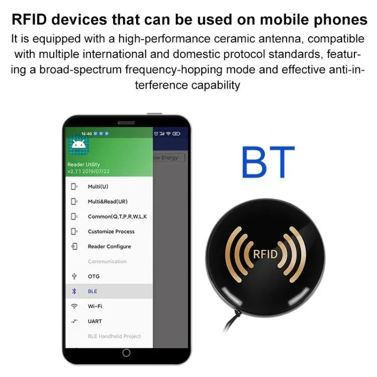 UHF RFID Handheld Portable Tag Bluetooth Reader - Trustpick
