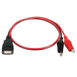 USB - A Female To 2 x Crocodile Clip Power Connection Extension Cable, Length: 0.5m - Trustpick