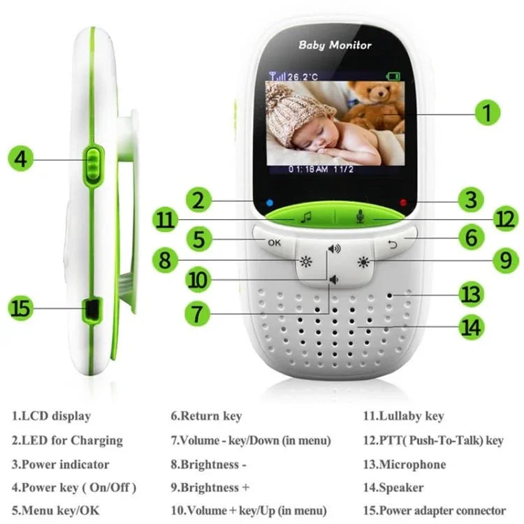 VB602 2.4 inch LCD 2.4GHz Wireless Surveillance Camera Baby Monitor, Support Two Way Talk Back, Night Vision - Trustpick