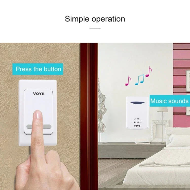 VOYE V006B Home Music Remote Control Wireless Doorbell with 38 Polyphony Sounds - Trustpick