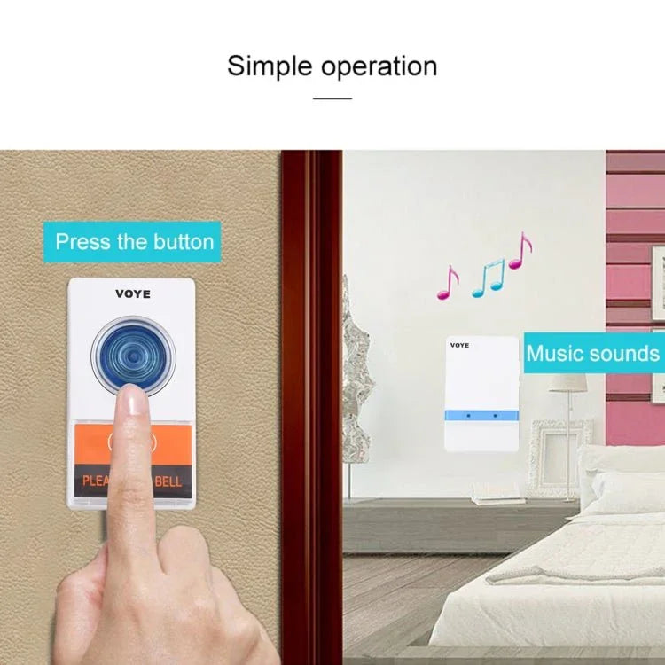 VOYE V012A Home Music Remote Control Wireless Doorbell with 38 Polyphony Sounds - Trustpick